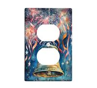 Bell Duplex - Placa de pared para pared, diseño festivo de fuegos artificiales coloridos, celebración, plástico, tamaño estándar, doble toma de corriente, para decoración de apartamento, hogar