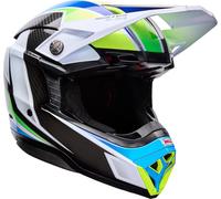 Bell Moto-10 Spherical Grid Casco de motocross, blanco-azul, tamaño 2XL para Hombres