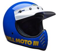 Bell Moto-3 Classic Casco de motocross, Azul/Blanco/Amarillo, Talla L (59/60)