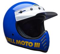 Bell Moto-3 Classic Casco de motocross, blanco-azul-amarillo, tamaño L para Hombres