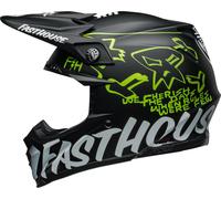 Bell Moto-9S Flex Fasthouse MC Core Casco de motocross, negro mate/plateado/amarillo neón, Talla XL (60/61)