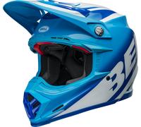 Bell Moto-9S Flex Rail Casco de motocross, blanco-turquesa-azul, tamaño L para Hombres