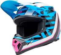 Bell MX-9 MIPS Breakdance, casco de motocross L male Azul Claro/Negro/Blanco/Fucsia