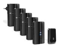 Bell4U Timbre Inalámbrico 5 Receptor IP65 Impermeable 100m Timbre Inalámbrico Exterior, 4 Niveles de Volumen (0-110dB) y 51 Melodías para Hogar. No Necesita Batería