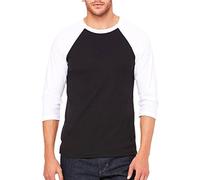 Bella+Canvas Camiseta béisbol 3200 Unisex Manga 3/4 Negro y Blanco Talla XL