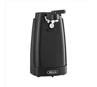 BELLA Abrelatas Eléctrico y Afilador de Cuchillos, Abridor de Botellas y Tarros Multifunción con Palanca de Corte Extraíble y Almacenamiento de Cable, Hoja de Acero Inoxidable, Negro