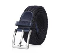 Bella Accessori Cinturón elástico trenzado para hombre y mujer cinturón de tela Correa elástica trenzada con hebilla de aleación de zinc Causal Unisex, azul oscuro, 130cm Larghezza 3.5cm