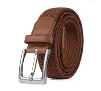 Bella Accessori Cinturón elástico trenzado para hombre y mujer cinturón de tela Correa elástica trenzada con hebilla de aleación de zinc Causal Unisex, Camello, 105cm Larghezza 3.5cm