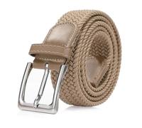 Bella Accessori Cinturón elástico trenzado para hombre y mujer cinturón de tela Correa elástica trenzada con hebilla de aleación de zinc Causal Unisex, verde caqui, 125cm Larghezza 3.5cm