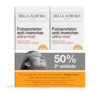 BELLA AURORA - Fotoprotector Antimanchas Ultra-Mat SPF 50 Pack de 2 x 50 ml, Protector Solar Facial, Textura Gel, Suave y Ultraligera, Protección Solar Antimanchas, para Piel Grasa, con Radicare Gold