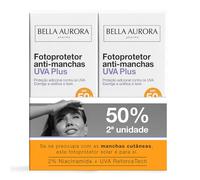 BELLA AURORA - Fotoprotector Antimanchas UVA Plus SPF50+ Pack de 2 x 50 ml, Protección Facial, Protector Solar Antimanchas, Todo Tipo de Piel, Corrige y Unifica Tono, con Radiacare Gold y Niacinamida