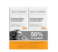 BELLA AURORA - Fotoprotector Bronceador Facial SPF 30 Pack de 2 x 50ml, para la Cara, Protección Solar Alta, Acelera Bronceado Natural, Incrementa Niveles de Vitamina D, con Melitane y Antioxidantes