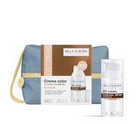 Bella Aurora Pack CC Cream Antimanchas SPF 50+ Tono Claro | Crema Facial con Color Adaptativo | Difumina Imperfecciones y Unifica el Tono | Neceser de Regalo | 30 ml