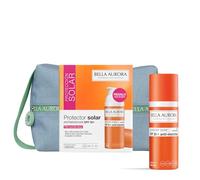 Bella Aurora Pack Protector Solar Antimanchas SPF 50+ Piel Normal-Seca | Fotoprotección Facial UVA UVB IR HEV | Ayuda a Reducir Manchas | Acabado Invisible | Neceser de Regalo | 50 ml