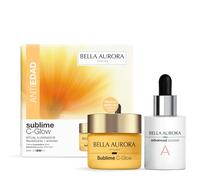 Bella Aurora Pack Sublime C-Glow con Advanced Booster AHA 6% | Ritual Iluminador y Antiedad | Vitamina C Estabilizada | Peeling Suave Renovador | Unifica el Tono y Mejora la Textura | 50 + 30 ml