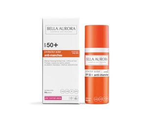 BELLA AURORA Protector Solar Antimanchas SPF50+ Piel normal-seca 50 ml | Atenúa manchas oscuras e hidrata · Máxima protección: SPF50+ UVA, UVB, IR y HEV · Water resistant