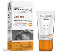 Bella Aurora Pack Fotoprotector Antimanchas Ultra-Mat SPF 50 | Acabado Mate sin Brillos | Protección UVA UVB IR HEV | Neceser Jean Impermeable de Regalo