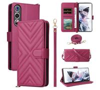 BELLA BEAR Funda para Nubia RedMagic 10 Air, Funda Tipo Billetera de Cuero con Tapa magnética, Funda con función Atril, Funda Protectora a Prueba de Golpes para Nubia RedMagic 10 Air-Rojo Rosa
