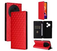 BELLA BEAR Funda para TCL 605/TCL 60 SE, Funda Tipo Billetera de Cuero con Tapa magnética, Funda con función Atril, Funda Protectora a Prueba de Golpes para TCL 605/TCL 60 SE-Rojo