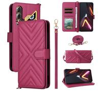 BELLA BEAR Funda para ZTE Nubia Neo 3 GT 5G, Funda Tipo Billetera de Cuero con Tapa magnética, Funda con función Atril, Funda Protectora a Prueba de Golpes para ZTE Nubia Neo 3 GT 5G-Rojo Rosa