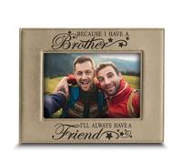 BELLA BUSTA - Marco de fotos ""Hermanos, siempre mejores amigos"" - Marco de fotos de cuero grabado (12,7 x 18,8 cm)