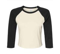 Bella + Canvas Camiseta de Acanalado Micro Manga 3/4 para Mujer (PC7510)