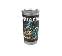 Bella Ciao Adiós Hermoso Gato Negro Halloween Bruja Magia Vaso térmico de acero inoxidable de doble pared
