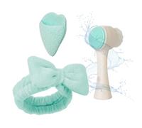 Bella Ciao Juego de cuidado facial 3 en 1 | Almohadilla de eliminación de maquillaje, diadema de felpa, cepillo facial de doble función: exfoliación y limpieza | Set de cuidado de la piel para