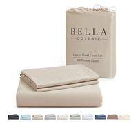 Bella Coterie Luxury Bamboo Viscose Queen Size Duvet Cover Set | 100% Organically Grown | Corner Ties | Ultra Soft | Cooling | Two Pillow Shams | 90 x 94 | No Insert [Dune]