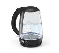 bella Hervidor eléctrico de vidrio de 1,7 L Hierve rápidamente 7 tazas de agua en 6-7 minutos, luces LED azules suaves que se encienden durante la ebullición, calentador de agua inalámbrico portátil.