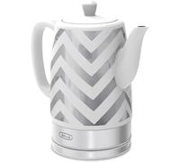 bella hervidor eléctrico y tetera. calentador de agua de cerámica con base giratoria extraíble, apagado automático y protección contra ebullición en seco, 1,5 litros, diseño de chevron plateado.
