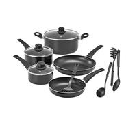 bella Juego de utensilios de cocina, 12 ollas y sartenes con utensilios, antiadherente sin PFOA, superficie de cocción resistente a los arañazos, compatible con todas las estufas, nailon y aluminio,