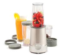 bella licuadora de tamaño personal Rocket, perfecta para batidos, licuados y bebidas saludables. Tritura fácil. Base con motor de 240 W, licuadora de 12 piezas.