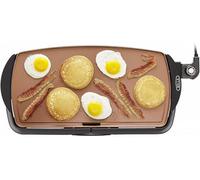 bella Plancha Eléctrica de Cerámica de Titanio Antiadherente, Gran Superficie de Cocción Sumergible y Bandeja Grasa Extraíble, Temperatura Regulable, Sin PTFE y PFOA, 27cm x 51cm, Cobre