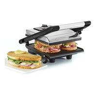 BELLA Sandwichera, Prensa para Paninis y Grill Eléctrico con Placas Dobles Antiadherentes, Tapa Regulable en Altura y Bandeja Recogegotas Extraíble, Acero Inoxidable, 1400 Vatios