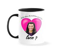 Bella Where The Hell Have You Been Loca Jacob Black Twilight Saga Funny Team Jacob Meme Taza blanca con borde y asa negros