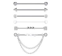BellaBlend 14g Industrie-Piercing-Schmuck Barbellen-Ohrringe aus chirurgischem Stahlknorpel CZ Industrial Ohrring-Kristall Ferido Industrail-Piercing 1 1/2" (38 mm)