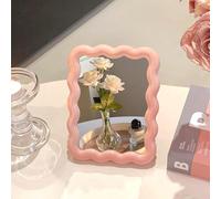 BellaBlend Kosmetikspiegel en Forma de Ola, portátil, Plegable, Lindo, Espejo de Maquillaje para Viaje, para Colocar, Colgar, 17 x 13 cm, decoración del hogar (Rosa)