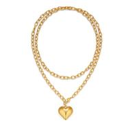 BellaBlend Mehrlagige Puffy Herz Ketten für Frauen Gold und Silber Beschichtete Herz Anhänger Kette Lange Kette