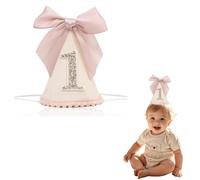 BellaBlend Schleife 1 Gorra de Cumpleaños - Pequeña Princesa Decoraciones de Medio Cumpleaños 1 Camino a Una Corona de Cumpleaños