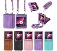 BellaCase Funda Motorola RAZR 40 Ultra [Pata de Cabra] [Correa del Hombro] [Ranura de Inserción de Tarjetas] [Caso Práctico] Compatible con el Teléfono Inteligente Motorola RAZR 40 Ultra(Morado)
