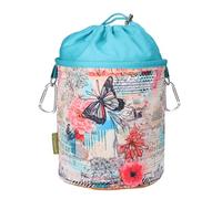 bellaCott Bolsa portapinzas portátil con Estampado de Mariposas: Ø 18 x 31 cm, 100% algodón, con cordón y mosquetones, Bolsa de Almacenamiento de Colores para el hogar, el jardín y el Camping