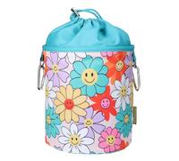 bellaCott Bolsa portátil para Pinzas de la Ropa Smiley Flores: Ø 18 x 31 cm, 100% algodón, con cordón y mosquetones, Bolsa de Almacenamiento de Colores para el hogar, el jardín y el Camping
