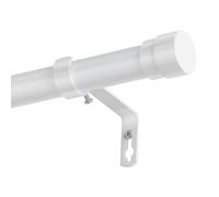 BellaHills Barra de Cortina Extensible 76-190cm,Hierro Fundido Blanco,Instalación con Taladro, Soltero 25mm,Soporte Reforzado para Cortinas Pesadas,Dormitorio, Sala de Estar, Incluye Pernos
