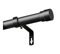 BellaHills Barra de Cortina Negra Extensible 76-269cm,Fundición de Hierro Sólido,Cierre Regulable 360°,Soltero 25mm,Soporte para Paredes de Yeso/Ladrillo