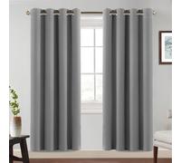 BellaHills Cortina Salon Blackout Opaca Térmica y Aislante para Ventanas,Cortinas Dormitorio con Ojales,2 Piezas,140x245 cm,Gris Claro