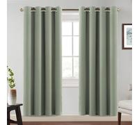 BellaHills Cortina Salon Blackout Opaca Térmica y Aislante para Ventanas,Cortinas Dormitorio con Ojales,2 Piezas,140x245 cm,Verde Salvia