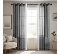 BellaHills Cortinas Dormitorio 140x175CM Gris Suave con Ojales, Visillo Gris Corto para Ventana Moderna,Oscuro Color Degradado Leve de Dormitorio