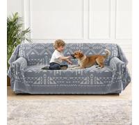 BellaHills Cubre Sofa 2 Plazas Verano Impermeable Funda Sofá Antideslizante Antimanchas Protector Sofá Chenilla Motivos Geométricos Gris
