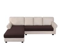 BellaHills Funda Cojín Sofá Asiento Elástico Protector Asiento Separado Lavable Antideslizante Suave con Fondo Elástico para Salon Dormitorio Chaise Longue+2 Asiento Marrón